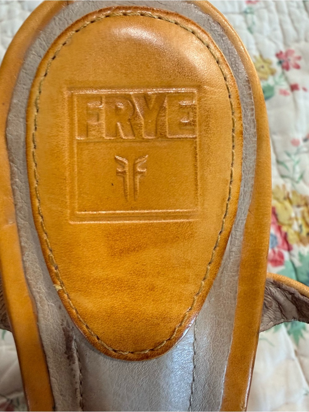 Frye Corrina Stitch Yellow Gold Leather Wedge Sandals with Ankle Strap - 9.5 - Picture 4 of 5